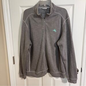 Tommy Bahama Gray Lightweight Shirt Jacket with Zip-Up Style